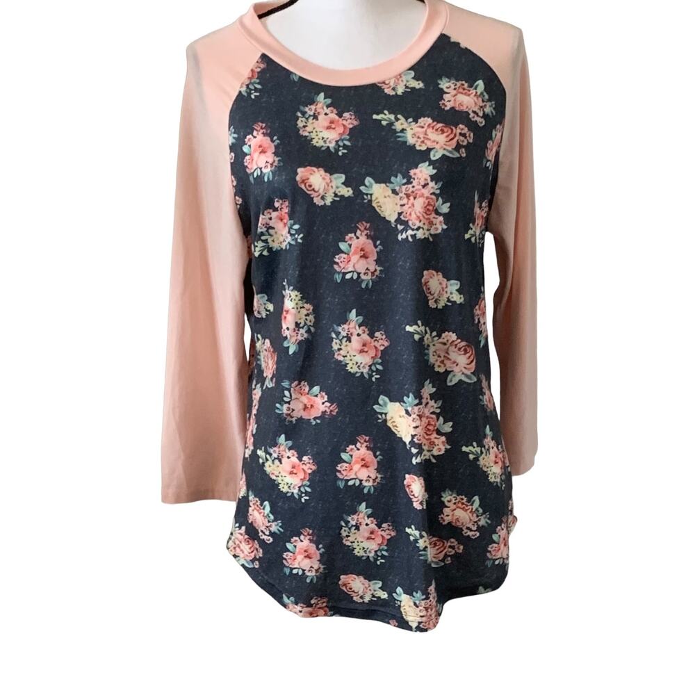 CEASIKERY LONG SLEEVE PULL-ON TOP, WOMENS, L, MULTICOLORED, RAGLAN SLEEVES
